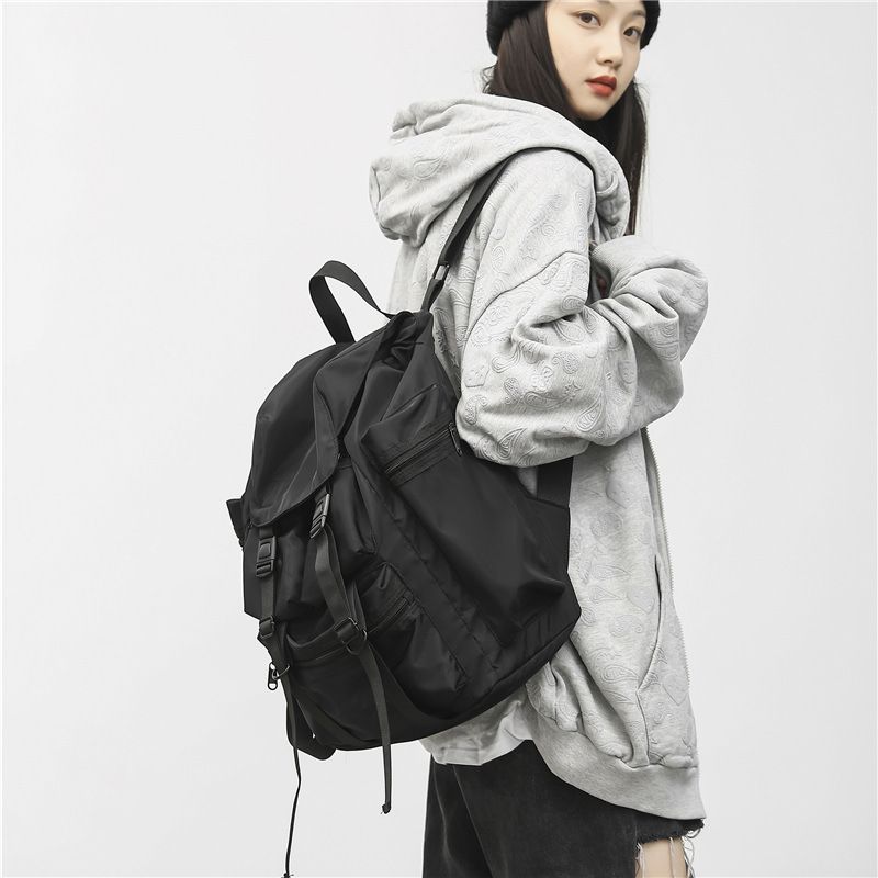 Mochila de viaje moderna, funcional, de gran capacidad, para senderismo al aire libre, para hombres, estudiantes universitarios, mochila escolar negra._voghion.com