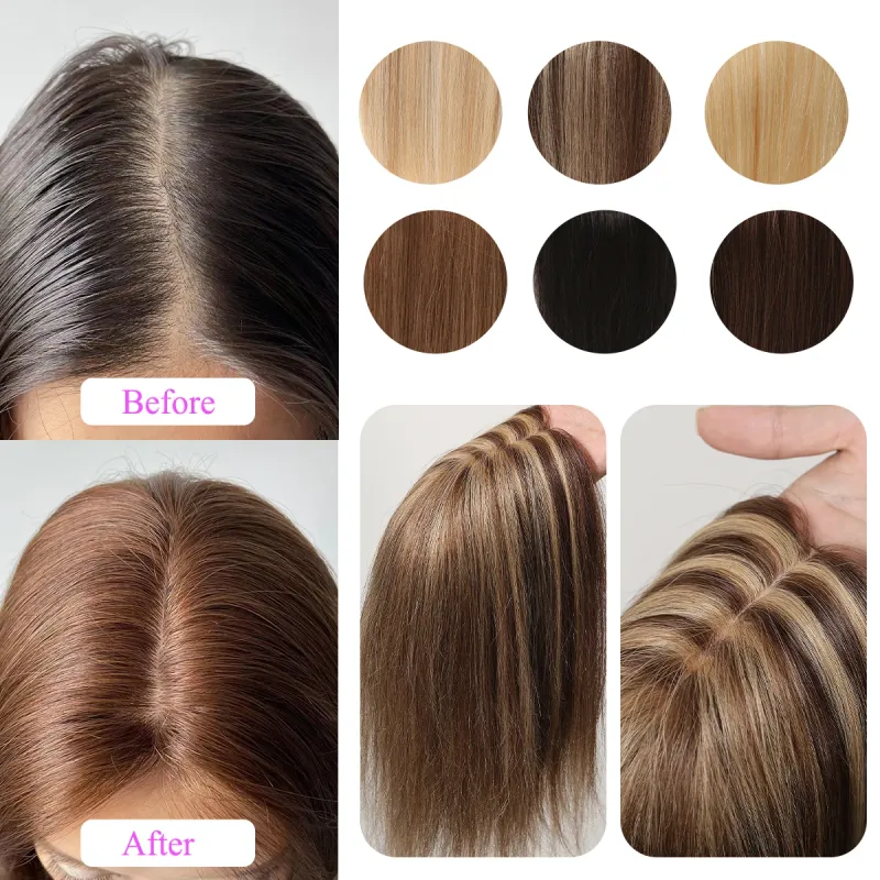 Topper per capelli umani castano chiaro per donne con capelli radi_voghion.com
