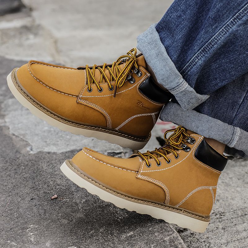 Neu Leder Frühling herren Schuhe High-top herren Erhöhung Werkzeug Martin Stiefel_voghion.com
