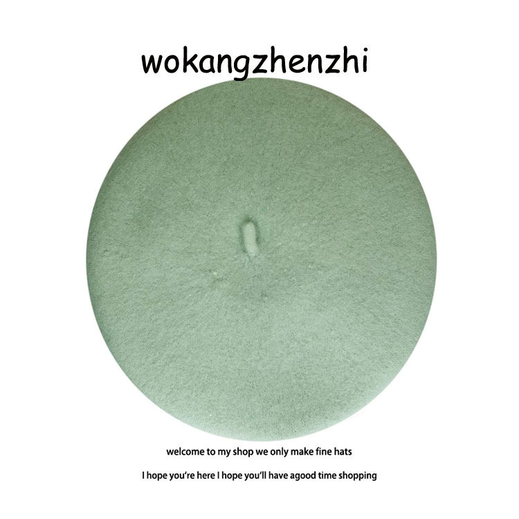 Wełniany beret damski Ishihara Satomi beret w tym samym stylu jesienno-zimowy wełniany beret retro niebieska czapka malarza_voghion.com