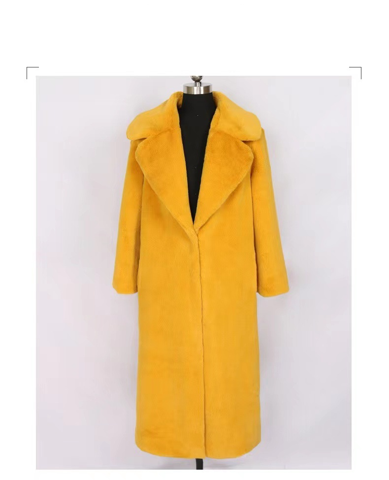 Damenmode-Anzugkragen-Langarmmantel aus Rex-Kaninchenfellimitat_voghion.com