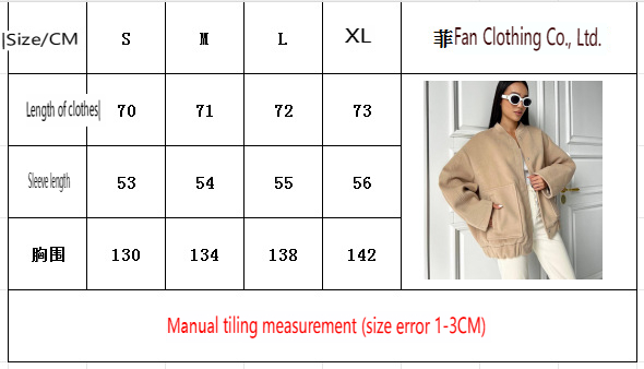 Women's style stand-up collar large pocket solid color women's jacket_voghion.com