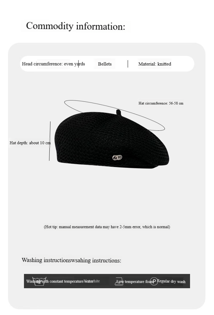 Unisex Solid color pleated styling Beret hat for women light breathable little Bud face painter hat_voghion.com