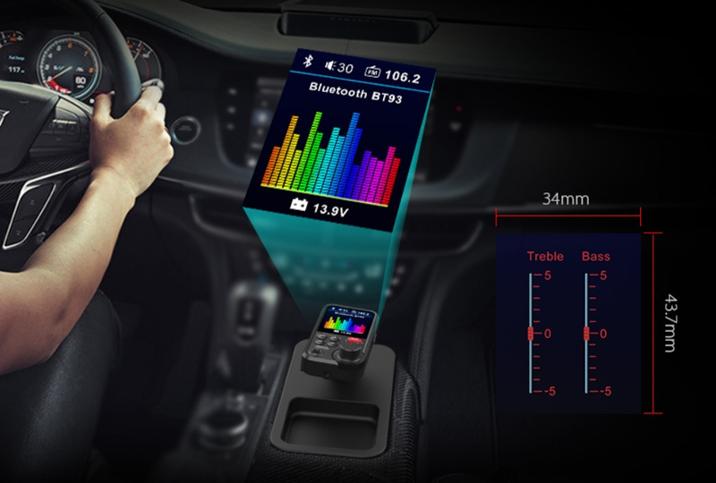 BT93 Auto MP3-speler USB-stick Lossless HIFI Hoge en lage frequentie-equalizer Muziek Auto Bluetooth FM-zender_voghion.com