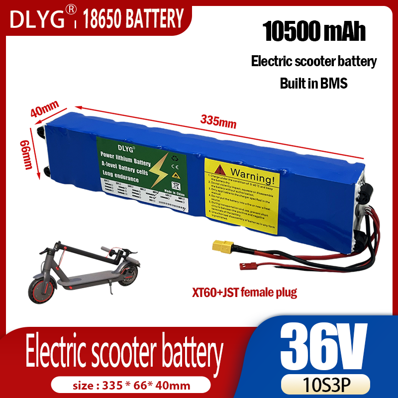 36V elskoter litiumbatteri 10S3P 10500mAh inbyggd BMS lämplig för M365, cykelbatteri_voghion.com