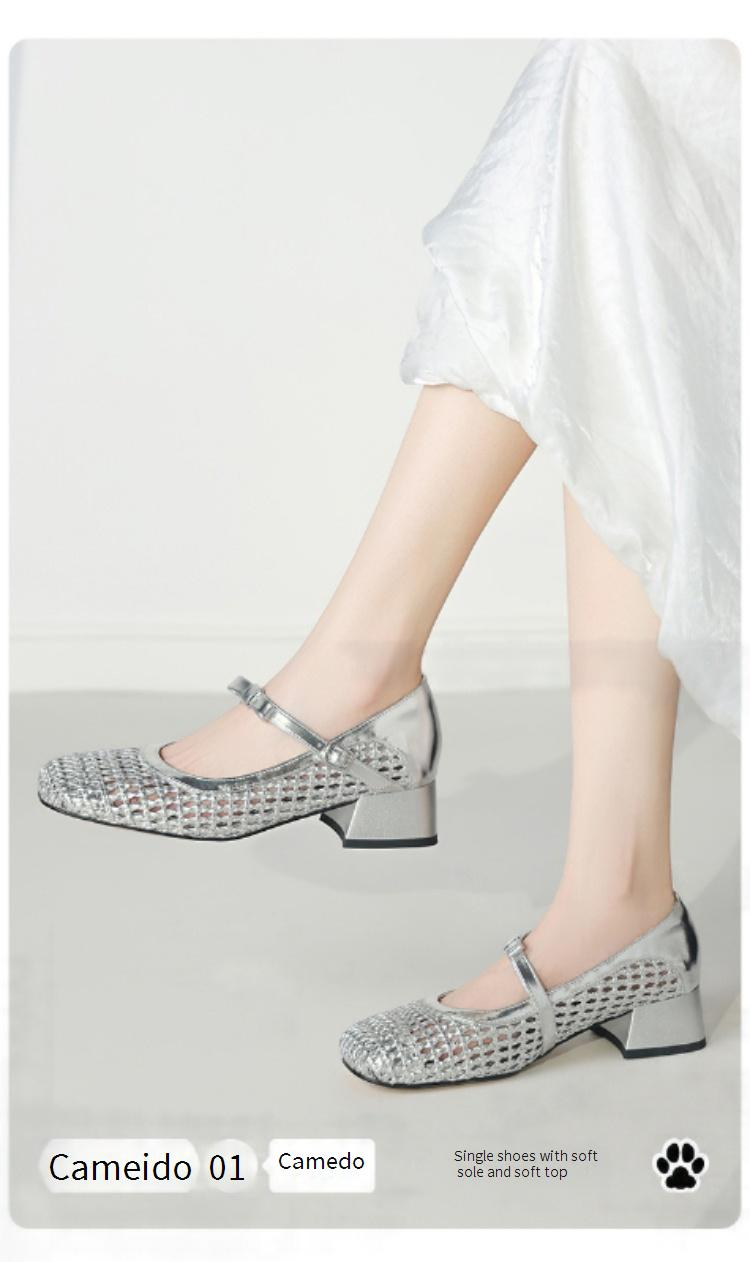 Sapatos casuais e elegantes de bico redondo Cameido para senhora_voghion.com