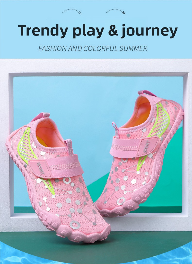 Kids' Quick-Dry Anti-Slip Water Shoes – Breathable Magic Strap Design For Beach, Pool & Outdoor Play_voghion.com