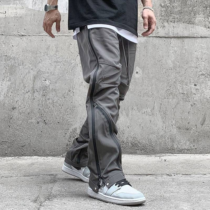 Herren-Streetwear-Cargohose – Locker geschnittene taktische Nylon-Jogginghose mit Reißverschlussdetails und urbanem Vibe-Style_voghion.com