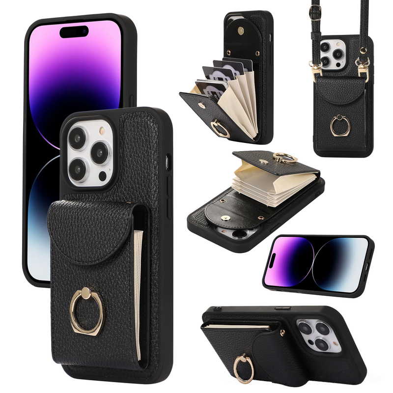 Funda de cuero para teléfono móvil Apple 17 Pro Max con ranura para tarjetas y funda protectora tipo bandolera de 16 pulgadas._voghion.com