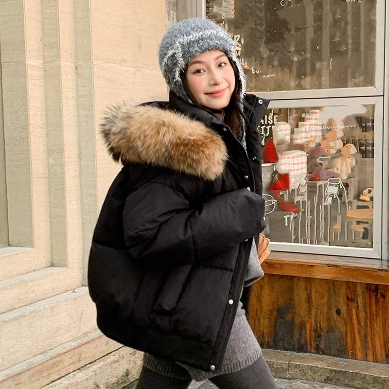 Short Puffer Coat For Women – Winter Warm Jacket With Belt & Double Breasted Buttons (Black/Khaki/Beige) | Cozy & Stylish (M-XXL)_voghion.com