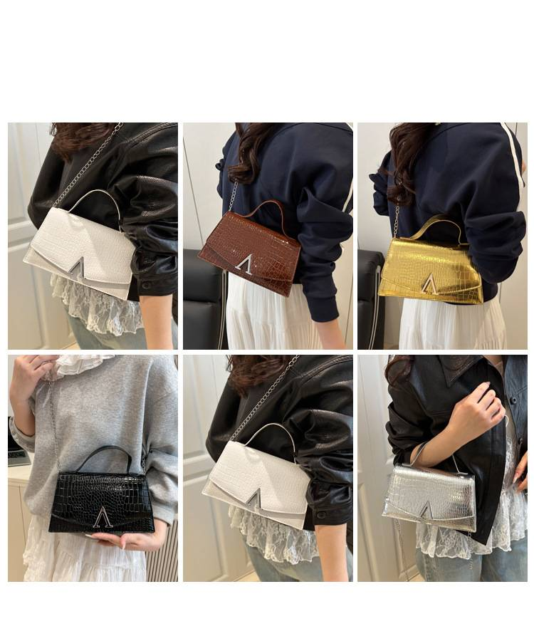 Elegante borsa da sera con tracolla a catena - Versatile borsa a tracolla e a spalla per donna, design minimalista in nero/bianco/marrone/oro/argento_voghion.com