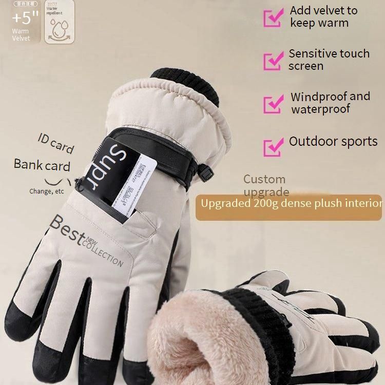 Luvas térmicas de esqui com tela sensível ao toque para homens e mulheres - à prova de vento, forradas com lã, resistentes à água para snowboard, caminhadas, ciclismo e esportes ao ar livre_voghion.com