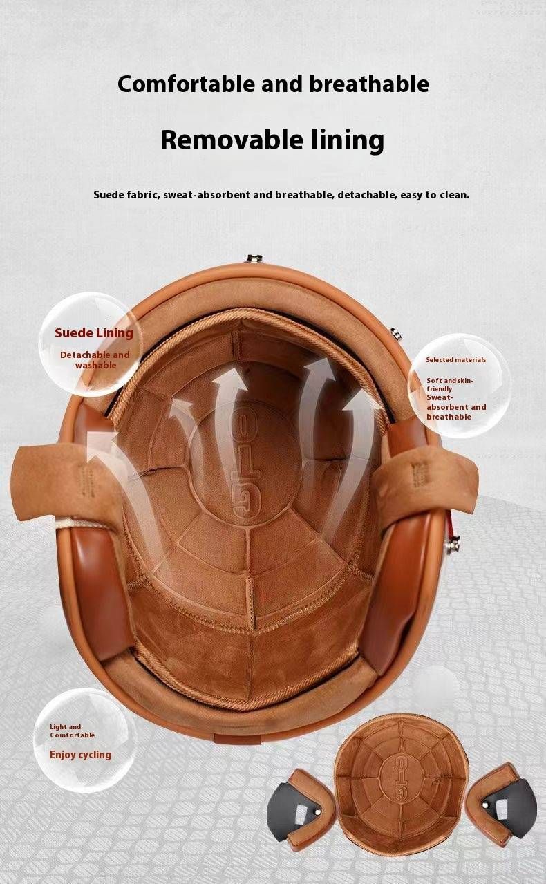Vintage-Style 3/4 Motorcycle Helmet – DOT & 3C Certified, Compact Shell Design With Bluetooth, ABS Lightweight & 6 Retro Lens Options_voghion.com