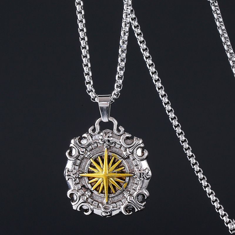 Ciondolo da uomo con ancora nautica, stella e bussola, accessorio versatile per maglioni, marchio di nicchia europeo e americano._voghion.com