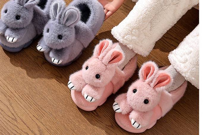 Pantufas aconchegantes para casais – Pantufas de inverno forradas com pelúcia e sola de PVC antiderrapante (Rosa/Rosa Claro/Cinza, Tamanhos 24-41)_voghion.com