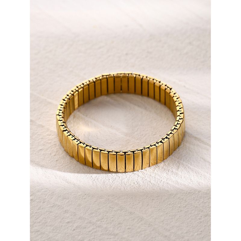 Cinturino per orologio cubano liscio in acciaio inossidabile oro 16k, design a molla con temperamento unico, nicchia e semplice acciaio al titanio._voghion.com