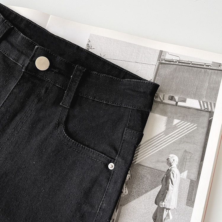 Short en jean noir moulant et amincissant à taille haute pour le cyclisme d'été pour femmes_voghion.com