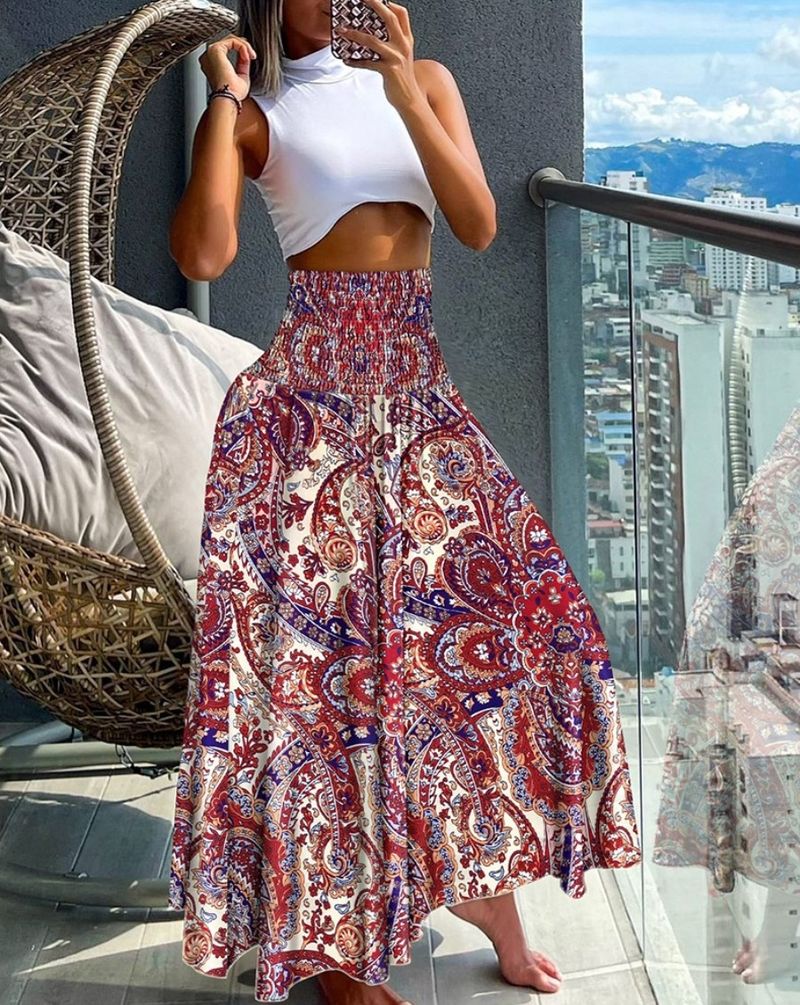 Women's Hot Summer Fashion High-waisted Slim Print Dresses For Women_voghion.com