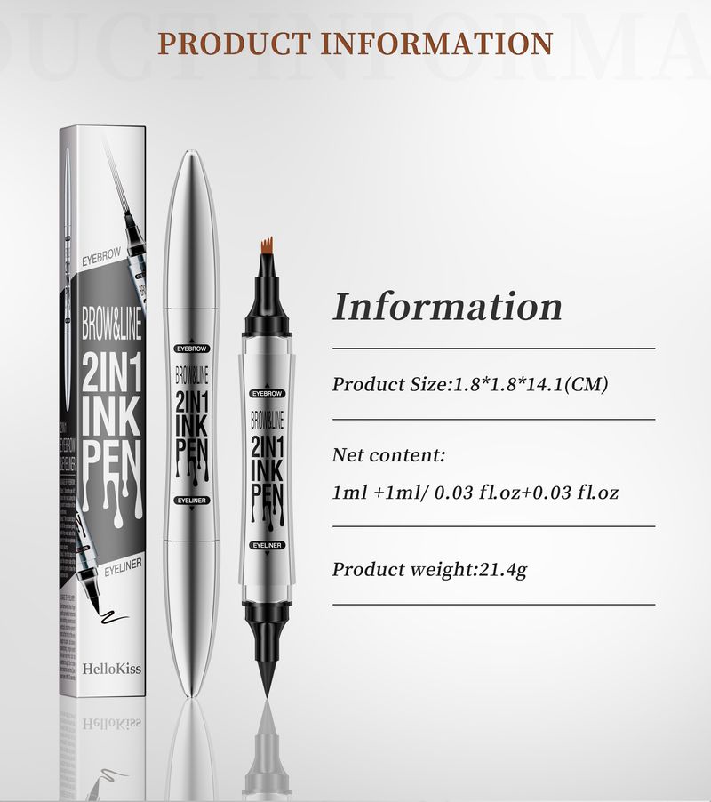 Double Headed Four Pronged Liquid Eyebrow Pencil Eyeliner Quick Drying Waterproof Eyebrow Pencil_voghion.com