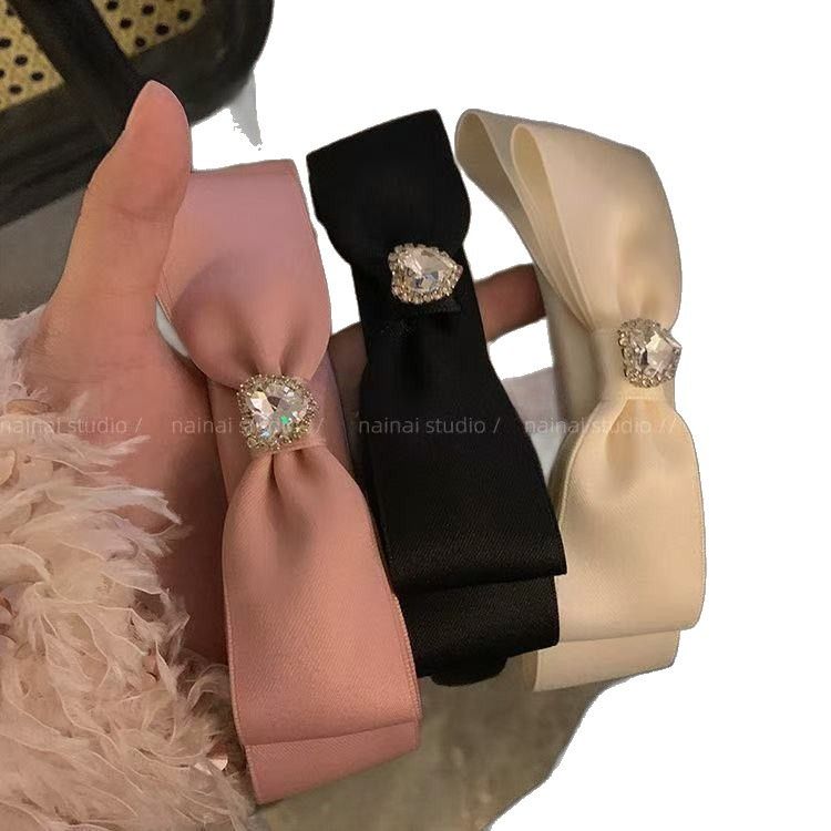 Cravatta a farfalla con strass da donna, stile francese, accessori per capelli coreani Dongdaemun, nuovi, dolci e versatili_voghion.com