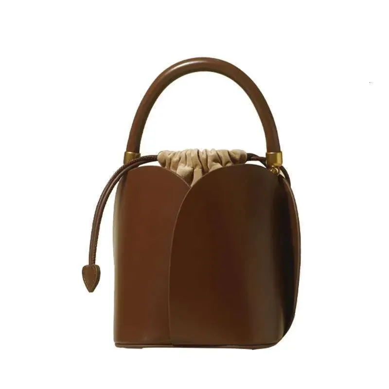 Miniaturowa torebka typu bucket z kwiatowym wzorem w kształcie płatków, torebka typu crossbody z niszowym wzorem, modna z najwyższej półki_voghion.com