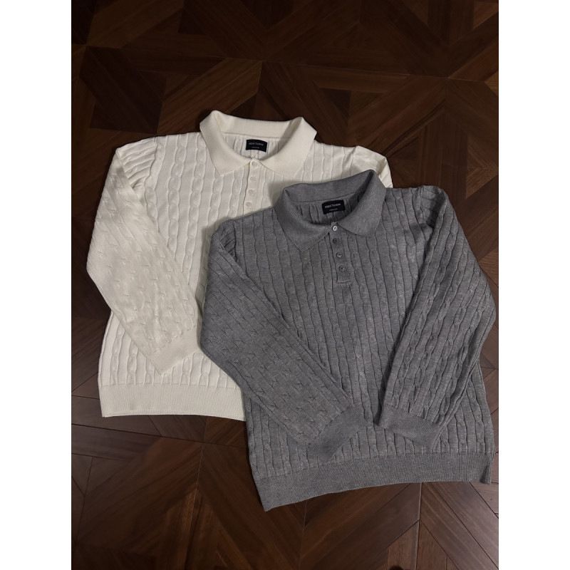 Men's Cable Knit Polo Sweater - Vintage Ivy League Style Pullover For Fall (Black, Grey, Beige) - Preppy Retro Crewneck_voghion.com