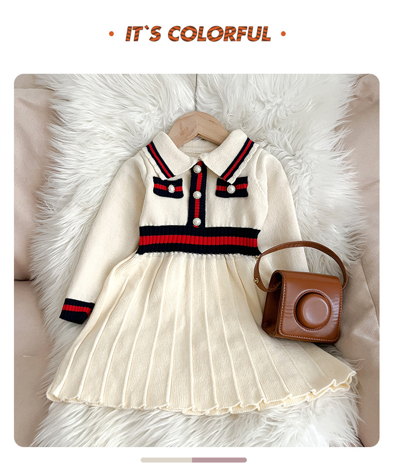 Nuevo Vestido de princesa de estilo universitario para niñas, tejido de lana, a la moda, para otoño_voghion.com