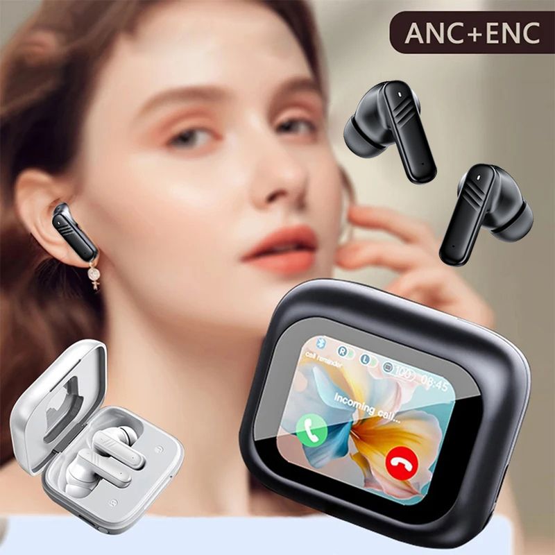 Smart Touch Screen Wireless Earbuds Bluetooth Headphones Active Noise Reduction_voghion.com