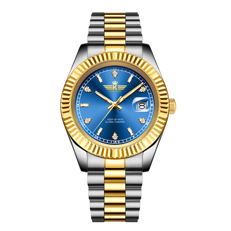 Laojia Diamant-Zifferblatt, Kalender, mehrere Farben, Edelstahl, vollautomatische Quarzuhr für Paare, Zodiac Water Ghost_voghion.com