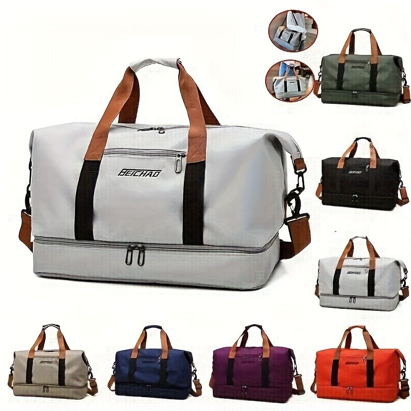Borsa da viaggio impermeabile e resistente di grande capacità - Borsone in tessuto Oxford con separazione asciutto/bagnato, tracolla fissa in vari colori - Ideale per lo sport_voghion.com