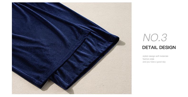Utangaç mizaç düz renk kadife moda kadın sonbahar yeni stil uzun kollu üst, kırpılmış pantolon iki parçalı set_voghion.com