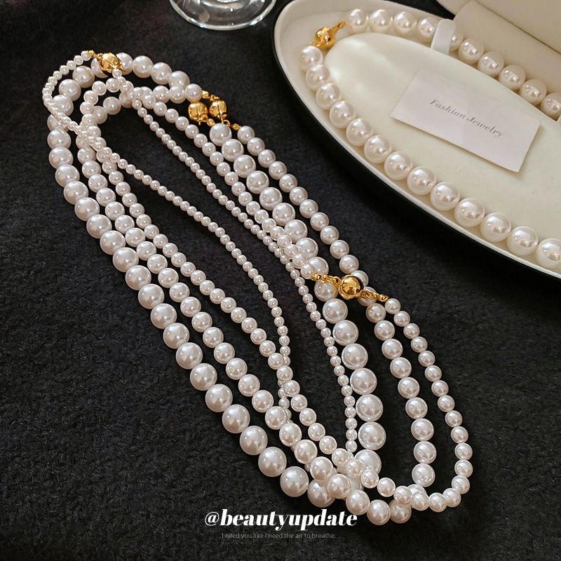 Echtes Gold Galvanisierte Shijia Perlenkette, Einfaches Und Vielseitiges Temperament, Schlüsselbeinkette, Modisch, Leicht_voghion.com