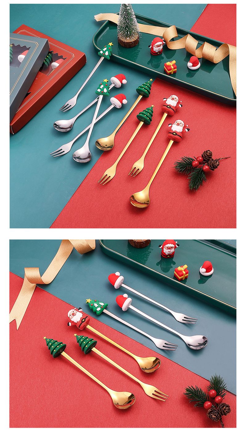 Dessertlöffel- und -gabel-Set aus Edelstahl – Elegantes, hochglanzpoliertes Besteck für Partys, Geschenke und Heimdekoration (Silber/Gold, 4/6-teilig, Geschenkbox)_voghion.com