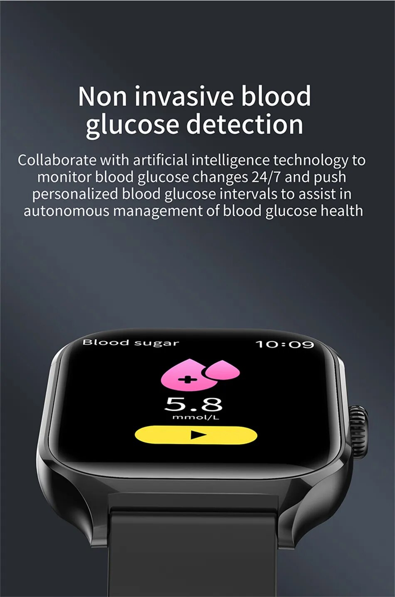 2023 EKG + PPG Smart Uhr Männer Frauen Herzfrequenz Sauerstoff Sport Fiess Tracker 2,01 zoll Bluetooth Anruf Blut Zucker smartwatch_voghion.com
