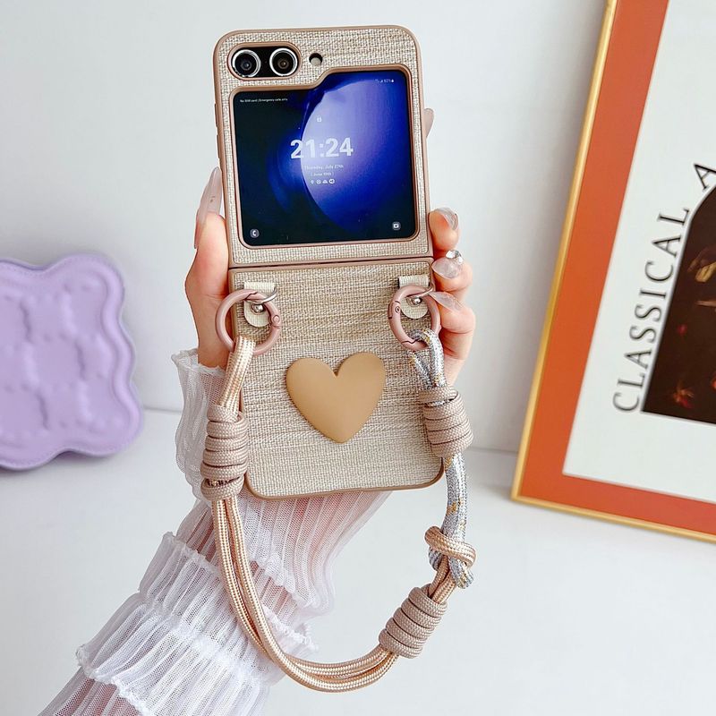 Three-dimensional love small fragrant wind for Samsung zflip5 mobile phone case new zflip3/4 folding screen saver sheath_voghion.com