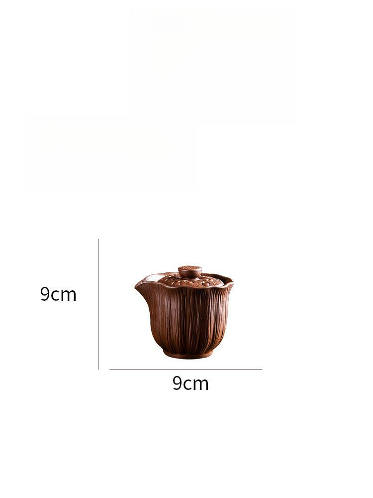 Authentisches Gaiwan-Set aus Keramik für eine Person, mit Verbrühungsschutz, tragbar, neue Mini-Teekanne aus violettem Ton, Hand-Teebereiter_voghion.com