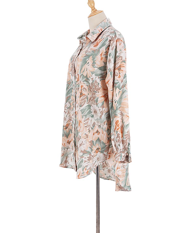 Übergroßes Langarm-Shirt mit Cartoon-Print für Damen, Strand-Überzug, Bikini, Bademode, Sonnenschutz, offene Vorderseite, Bluse_voghion.com