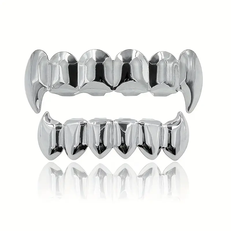 Ensemble de bijoux dentaires hip-hop tendance, lisses et pointus, à six dents, accessoire de scène, de soirée, de boîte de nuit ou d'Halloween._voghion.com
