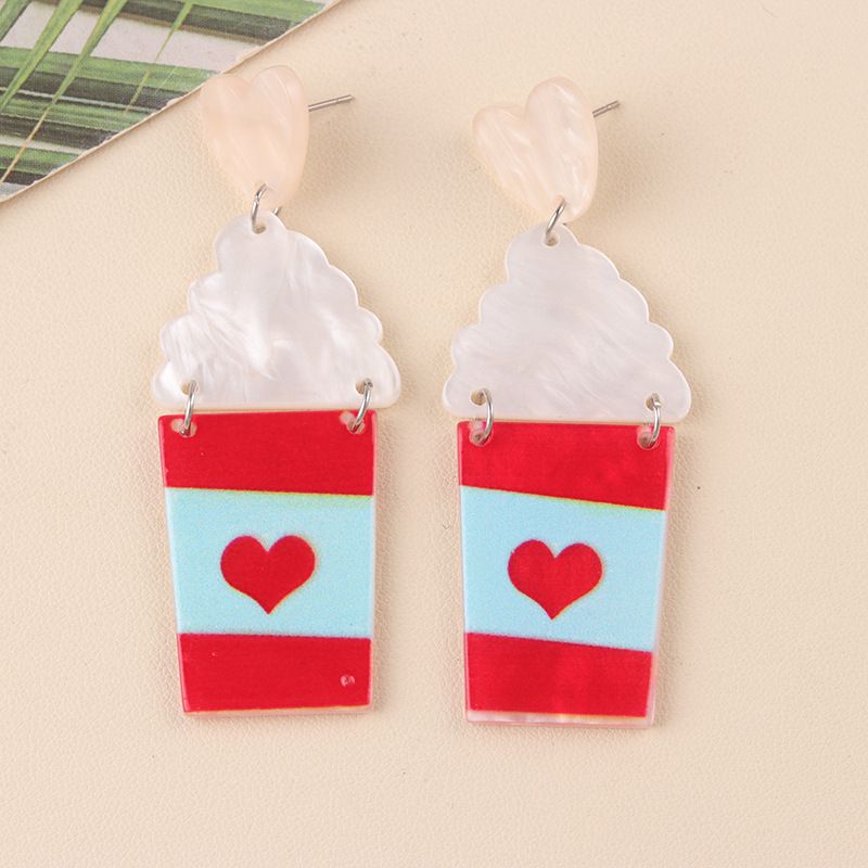 Series Cup Snowman Acrylic Studs Cartoon Christmas Tree Hat Boots Earrings Jewelry For Women_voghion.com