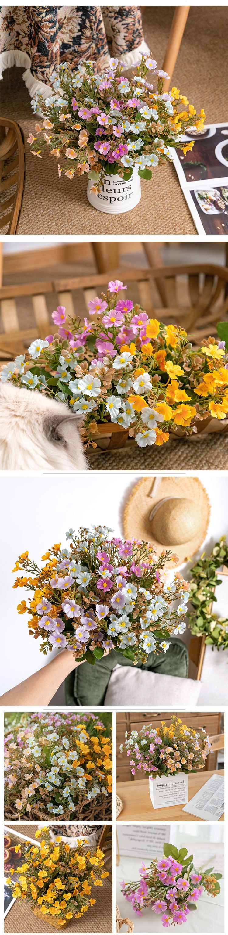 Party Supplies Simulation Flower Crafts Snow Cherry Blossom Flowers And Green Plants_voghion.com