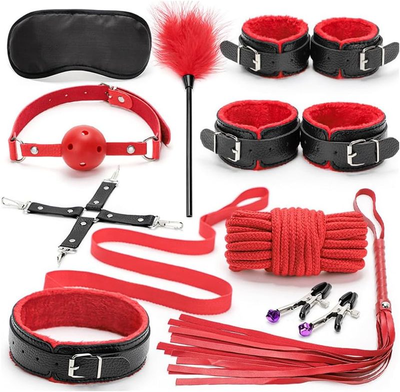 31pcs BDSM Restraints Kit Sex Toy, Anal Plug Handcuff Mouth Gag Spanking Paddle Bondage Bed, SM Adult Games Cosplay Toys For Couples Men Women_voghion.com