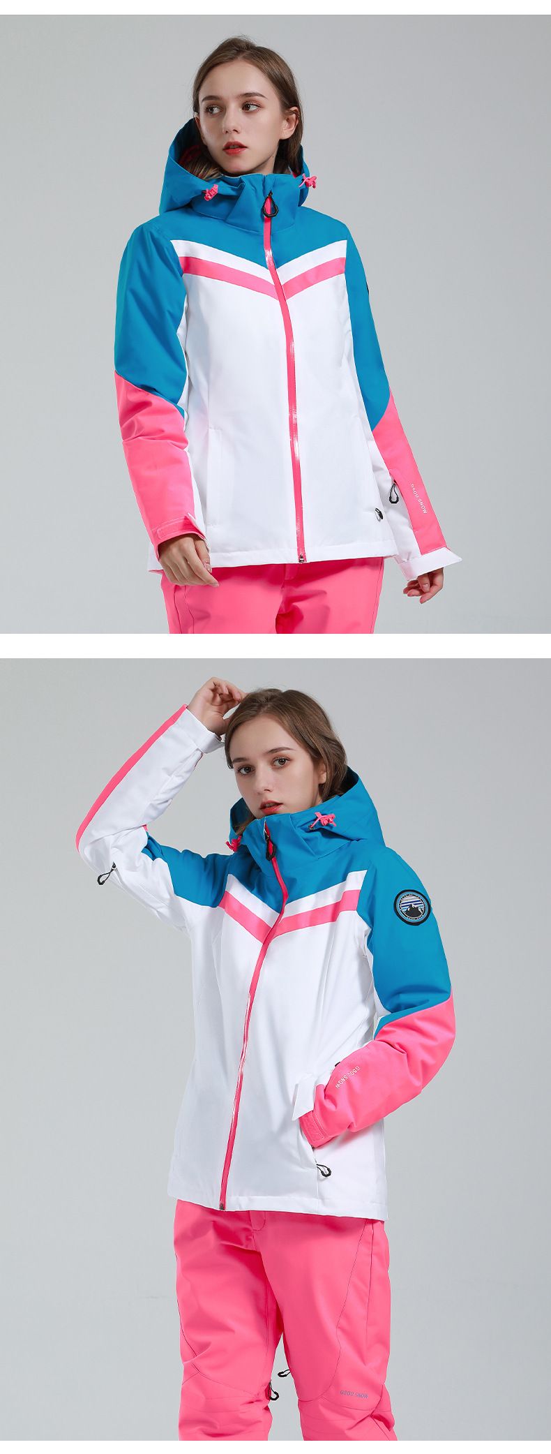New Fashion Color Matching Outdoor Top Snow Jacket_voghion.com