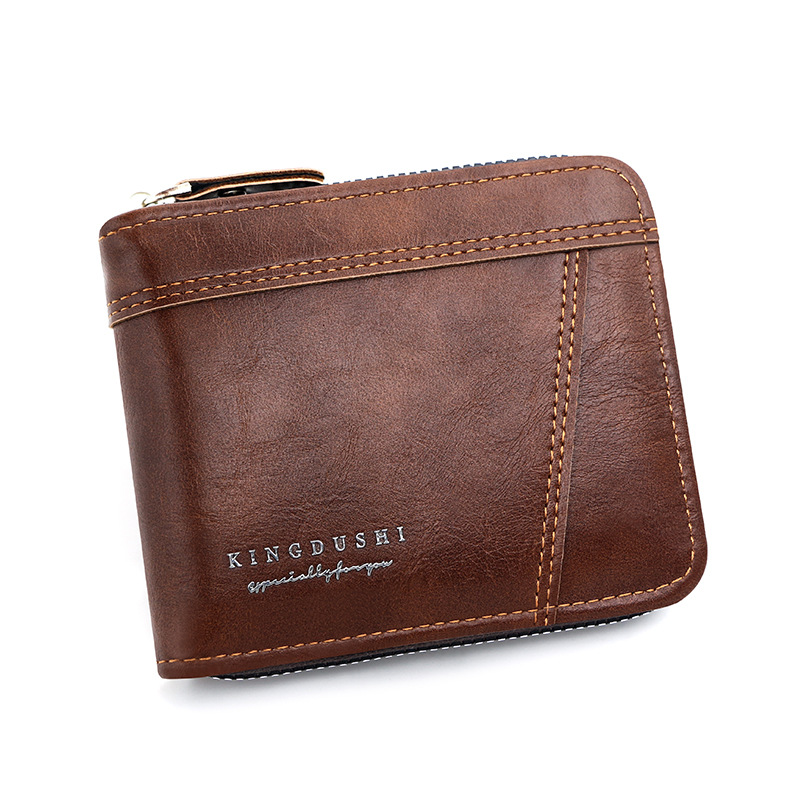 New Men's Short Wallet Horizontal Zipper Money Clip Fashion Casual Large Capacity Multi-card Money Clip_voghion.com
