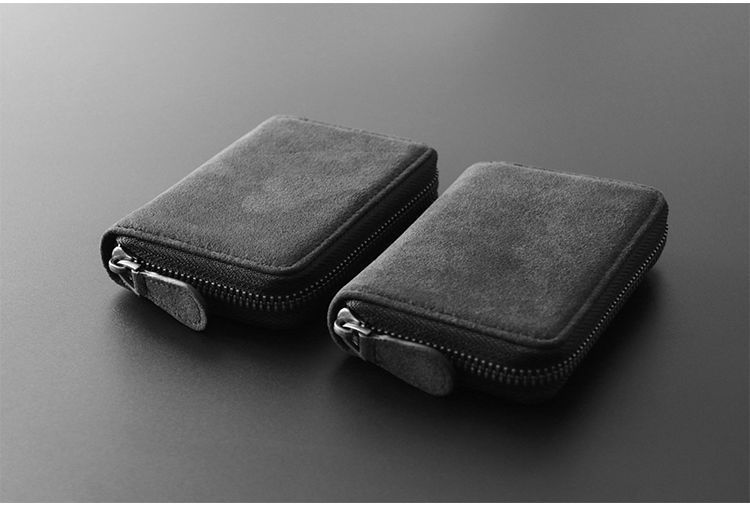 Card bag men's suede leather card clip bag exquisite anti demagnetization multifunctional small card clip ID bag wallet Card holder female_voghion.com
