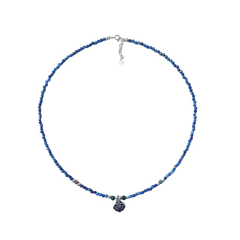 Collana di perline color lapislazzuli di design da donna, leggera, di lusso, con un alto senso di semplicità e con tutto lo stile nazionale retrò._voghion.com