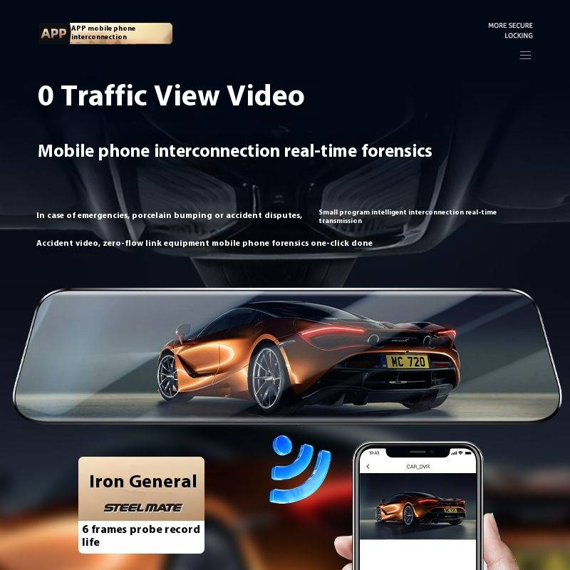 Autofahrerrecorder, 12 Zoll LCD Bildschierm, 360 ° Panoramavue, Loopopnam, 64GB Erënnerung, Nuetsvisioun beaflosst Lens_voghion.com