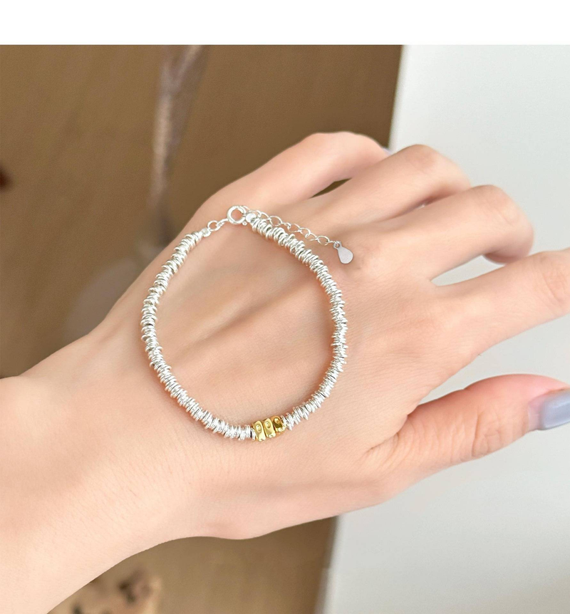 Pulsera antiestática con cuentas de plata rotas y círculos, pulsera femenina de alta gama, accesorios de lujo ligeros de nicho para Año Nuevo_voghion.com