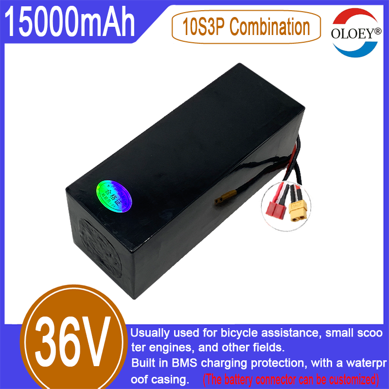 36V lithium-ion battery pack, 10S3P combination, 15000mAh, built-in BMS charging protection, used for bicycle range assistance_voghion.com