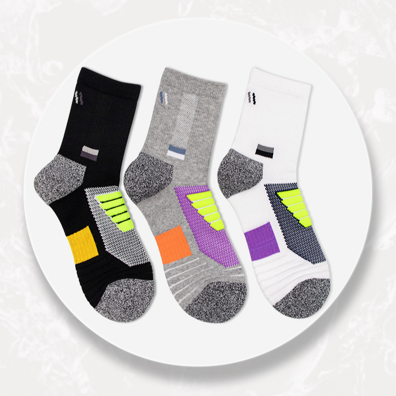 Shoe Accessories Basketball Socks Men's Long Tube Towel Bottom Professional Elite Mid Tube Socks Striped Color Matching Sweat Absorbent Sports Socks_voghion.com