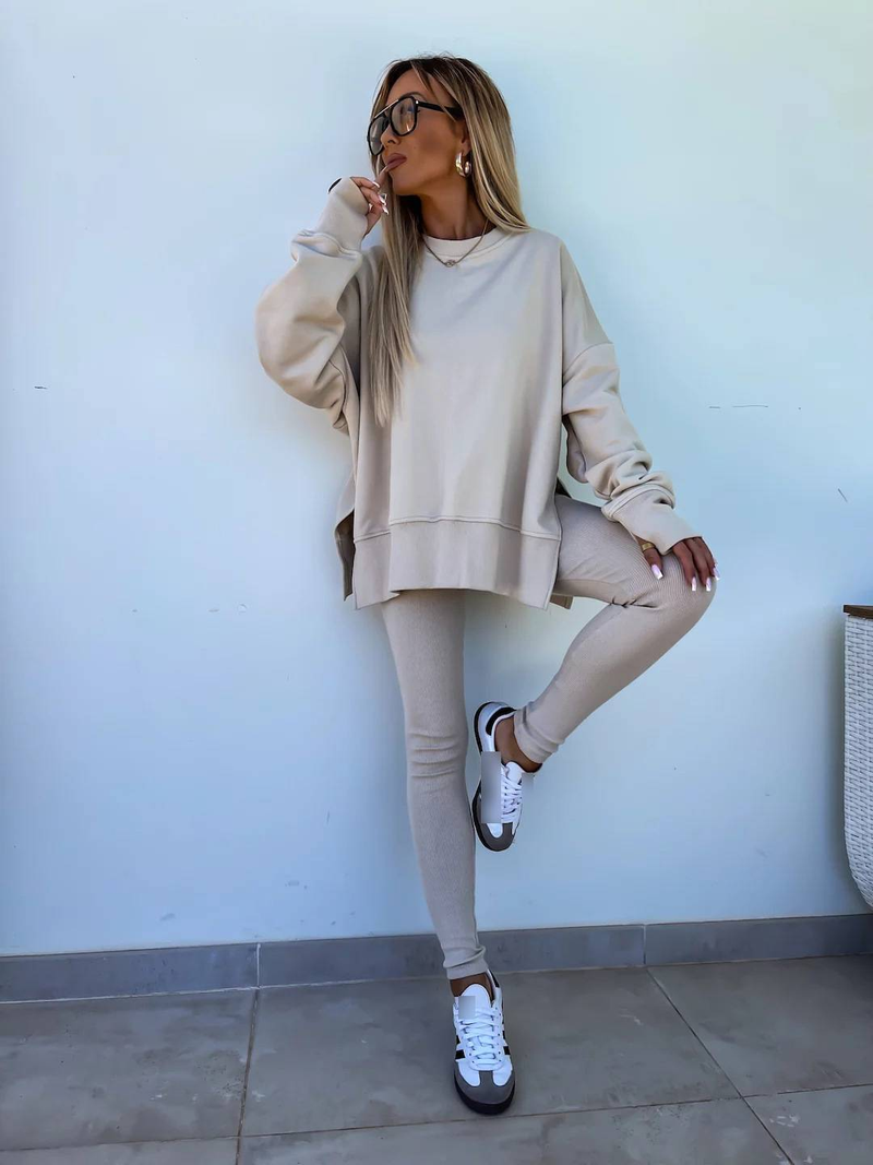 Abbigliamento da donna Autunno e inverno Tinta unita Maglione a maniche lunghe Giacca casual Tuta sportiva_voghion.com